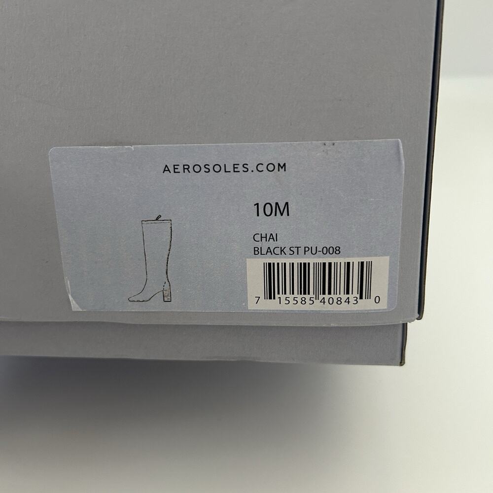 NIB Aerosoles Chai Knee High Boots Black Stretch Size 10 Women Square NEW IN BOX - Picture 4 of 16